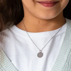 Pendentif Cérémonie enfant personnalisé médaille gravée argent 15 mm