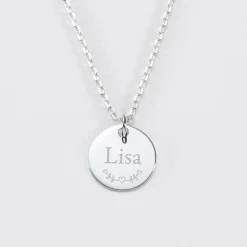 Pendentif Cérémonie enfant personnalisé médaille gravée argent 15 mm