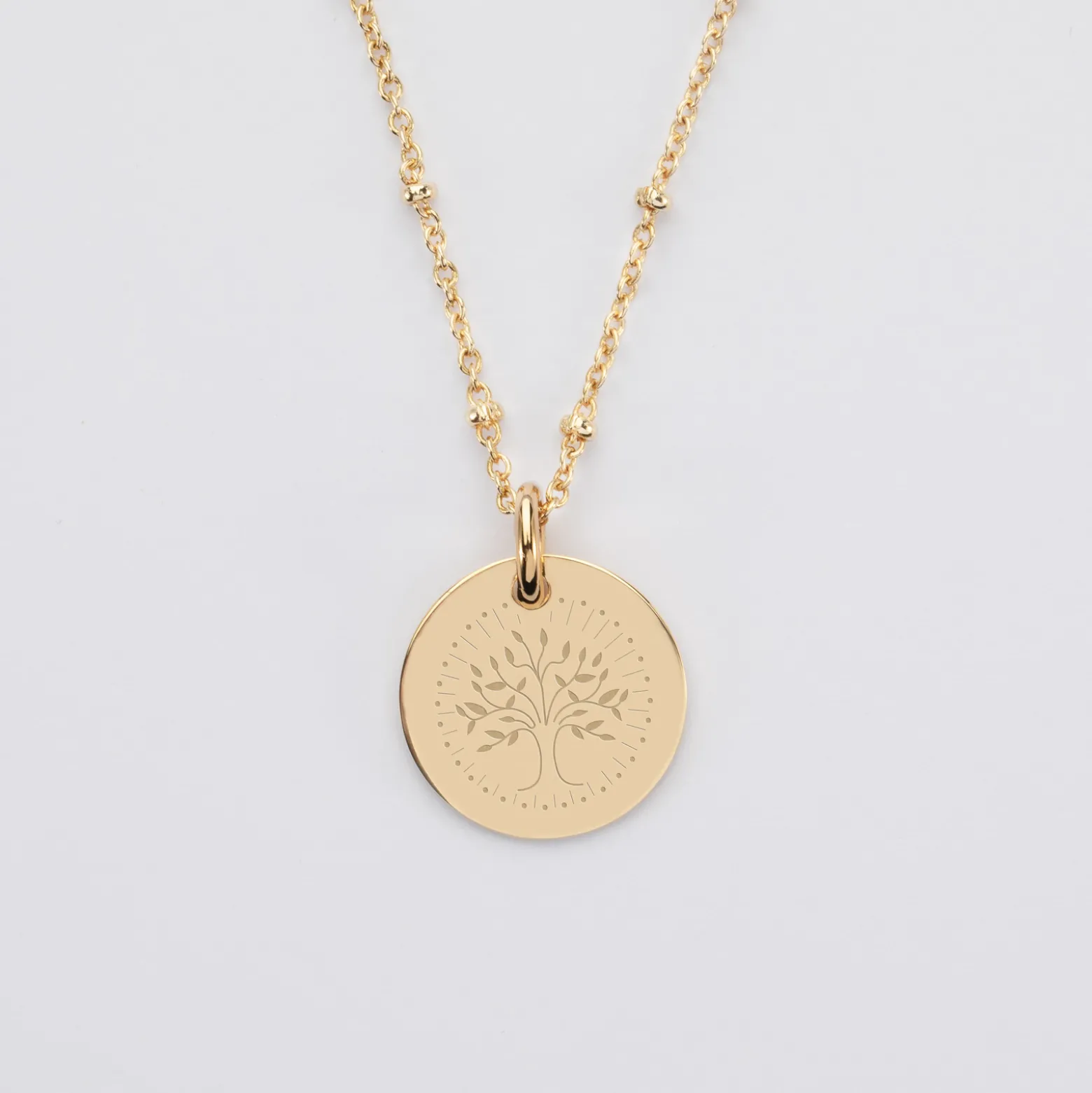 Pendentif Cérémonie enfant personnalisé médaille gravée plaqué or 15 mm