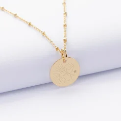 Pendentif Cérémonie enfant personnalisé médaille gravée plaqué or 15 mm