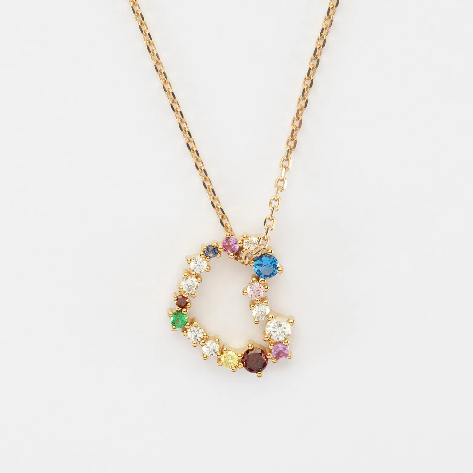 Pendentif cœur scintillant coloré plaqué or 18x15 mm