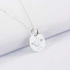 Pendentif enfant calligraphie personnalisé médaille gravée argent 15 mm