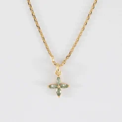Pendentif enfant fleur pétales zircons plaqué or 10 mm