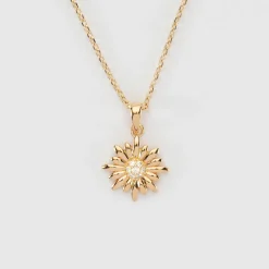 Pendentif enfant marguerite scintillante plaqué or 13 mm