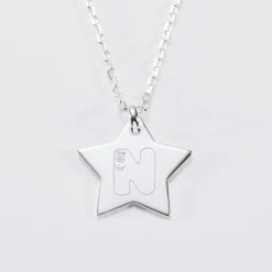Pendentif enfant personnalisé médaille gravée argent dormeuse étoile 20x20 - HappyBulle x Barbapapa