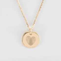 Pendentif enfant personnalisé médaille contour tressé gravée plaqué or 17 mm