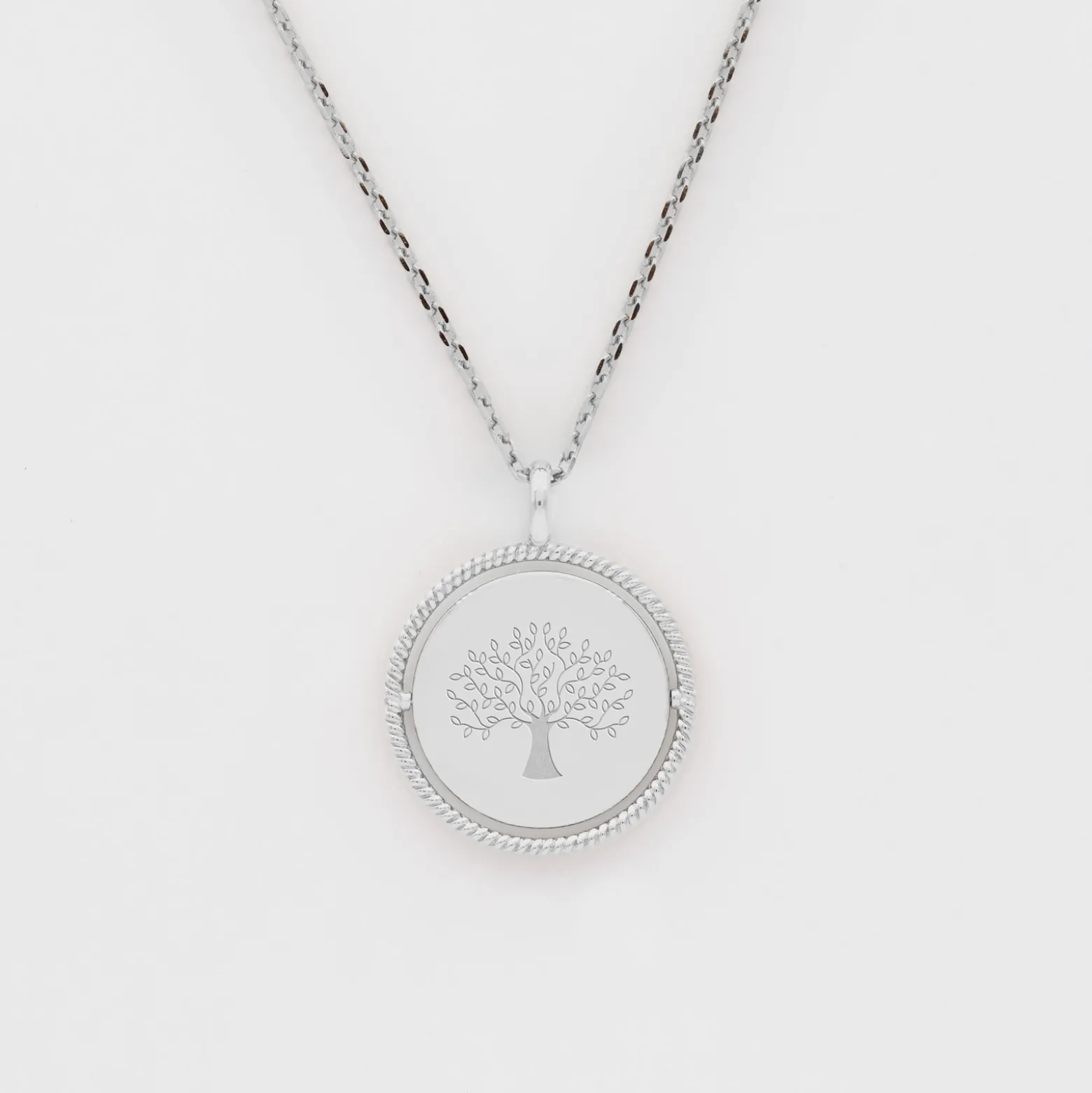 Pendentif enfant personnalisé médaille réversible contour tressé Eternelle gravée argent 18 mm