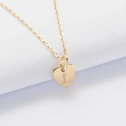 Pendentif enfant personnalisé initiale médaille gravée plaqué or coeur 10 mm