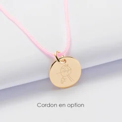 Pendentif enfant personnalisé initiale médaille gravée plaqué or coeur 10 mm