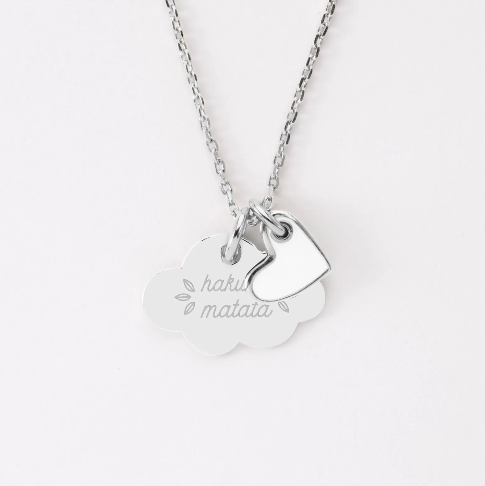 Pendentif enfant personnalisé médaille gravée argent nuage 20x14 mm et breloque coeur email 10 mm