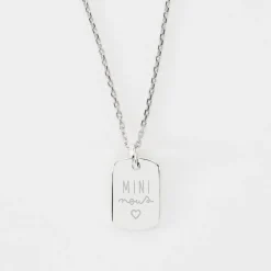 Pendentif enfant personnalisé médaille gravée argent rectangle 17x11 mm
