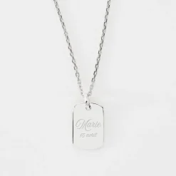 Pendentif enfant personnalisé médaille gravée argent rectangle 17x11 mm
