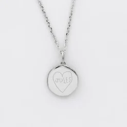 Pendentif enfant personnalisé médaille gravée argent rose des vents texturée 14 mm