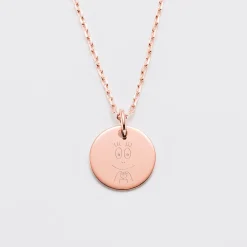 Pendentif enfant personnalisé médaille gravée plaqué or rose 15 mm - Happybulle x Barbapapa
