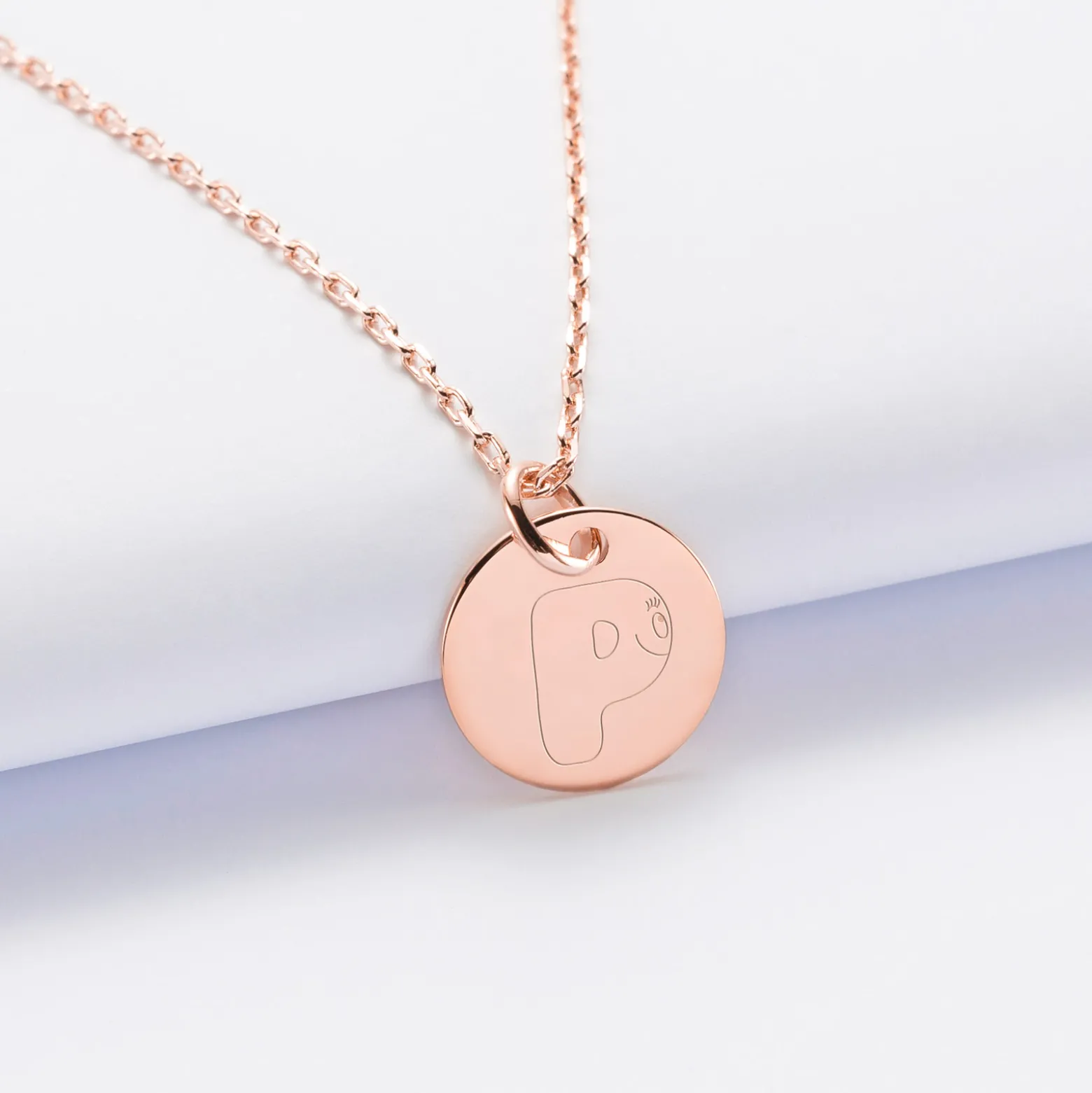 Pendentif enfant personnalisé médaille gravée plaqué or rose 15 mm - Happybulle x Barbapapa