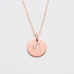 Pendentif enfant personnalisé médaille gravée plaqué or rose 15 mm - Happybulle x Barbapapa