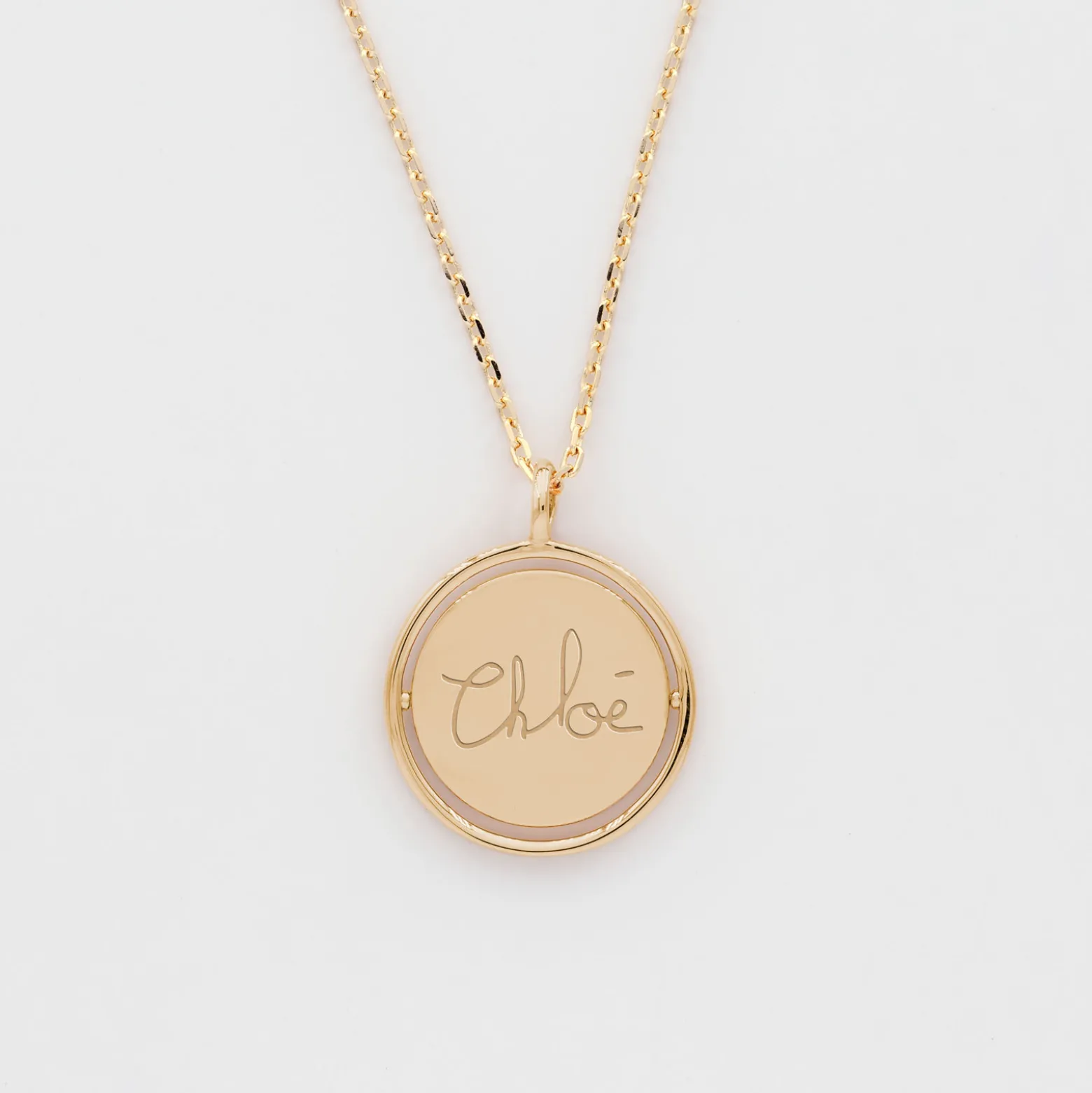 Pendentif enfant personnalisé médaille réversible Eternelle gravée plaqué or 18 mm