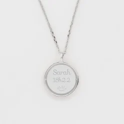 Pendentif enfant personnalisé médaille réversible Eternelle gravée argent 18 mm