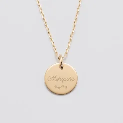 Pendentif enfant personnalisé médaille gravée plaqué or 15 mm