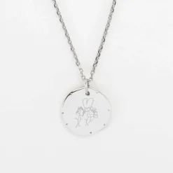 Pendentif enfant personnalisé médaille contour scintillant gravée argent 16 mm