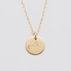 Pendentif enfant personnalisé médaille gravée plaqué or 15 mm - HappyBulle x MyLovelyThing