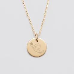 Pendentif enfant personnalisé médaille gravée plaqué or 15 mm - HappyBulle x MyLovelyThing