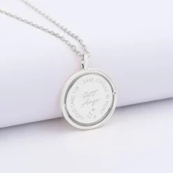 Pendentif enfant personnalisé médaille réversible Eternelle gravée argent 18 mm - HappyBulle x Capucine
