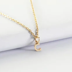 Pendentif enfant personnalisé médaille plaqué or lettre initiale 5 mm