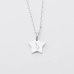 Pendentif enfant personnalisé initiale médaille gravée argent étoile 12 mm