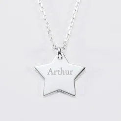 Pendentif enfant personnalisé prénom médaille gravée argent dormeuse étoile 20x20
