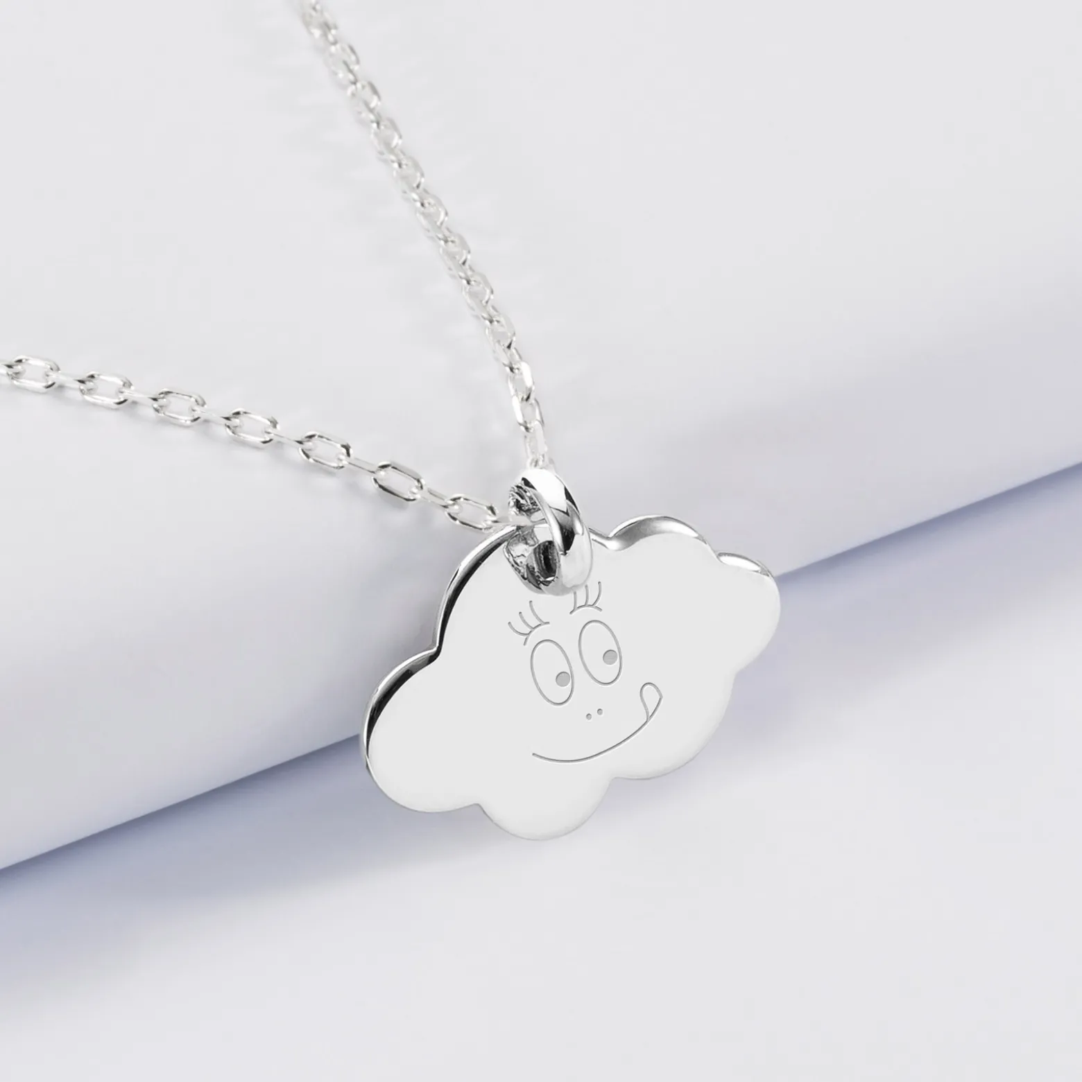 Pendentif enfant personnalisé médaille gravée argent nuage 20x14 mm - Happybulle x Barbapapa