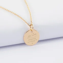 Pendentif enfant personnalisé coeur estampillé plaqué or 15 mm - HappyBulle x Atelier Wagram