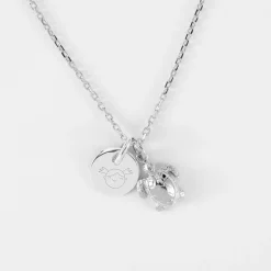 Pendentif enfant personnalisé médaille gravée argent 10 mm et breloque tortue 10 mm