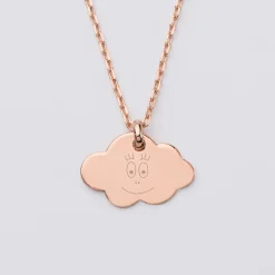 Pendentif enfant personnalisé médaille gravée plaqué or rose nuage 20x14 mm - HappyBulle x Barbapapa