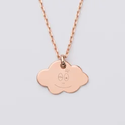 Pendentif enfant personnalisé médaille gravée plaqué or rose nuage 20x14 mm - HappyBulle x Barbapapa