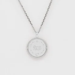 Pendentif enfant personnalisé médaille réversible contour tressé Eternelle gravée argent 18 mm - HappyBulle x Capucine