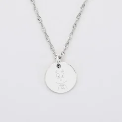 Pendentif enfant personnalisé médaille gravée argent 15 mm - Happybulle x Barbapapa
