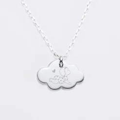 Pendentif enfant personnalisé illustration bébé médaille gravée argent nuage 20x14 mm - HappyBulle x Marie Savart