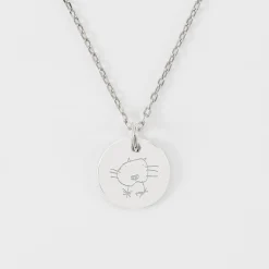 Pendentif enfant personnalisé médaille martelée gravée argent 15 mm