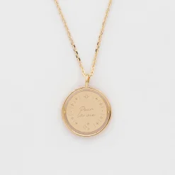 Pendentif enfant personnalisé médaille réversible Eternelle gravée plaqué or 18 mm - HappyBulle x Capucine
