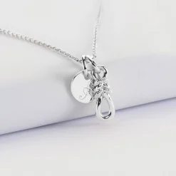 Pendentif enfant personnalisé "Le lien" et médaille gravée argent 10 mm - HappyBulle x Lilylovesfashion