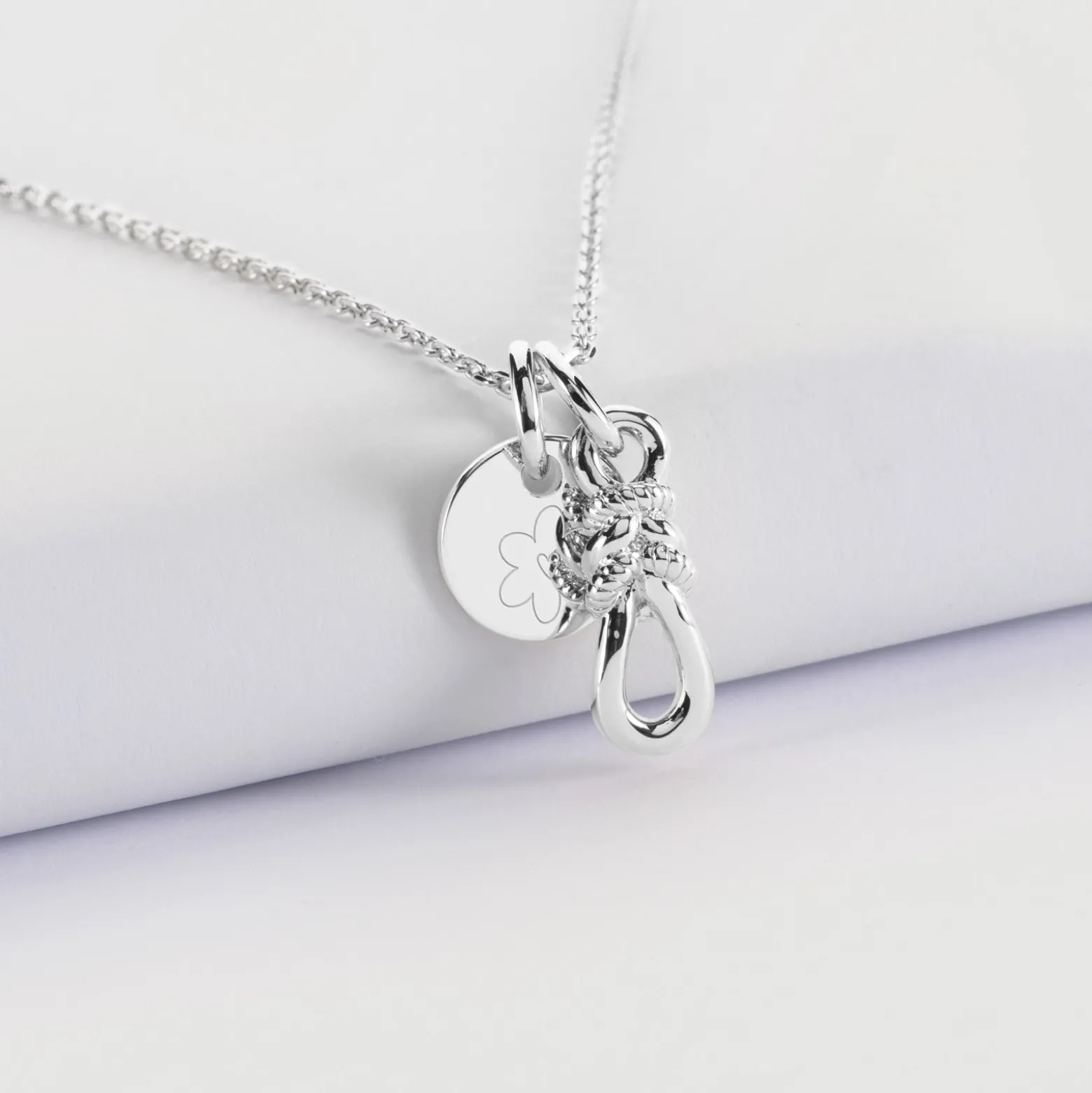 Pendentif enfant personnalisé "Le lien" et médaille gravée argent 10 mm - HappyBulle x Lilylovesfashion