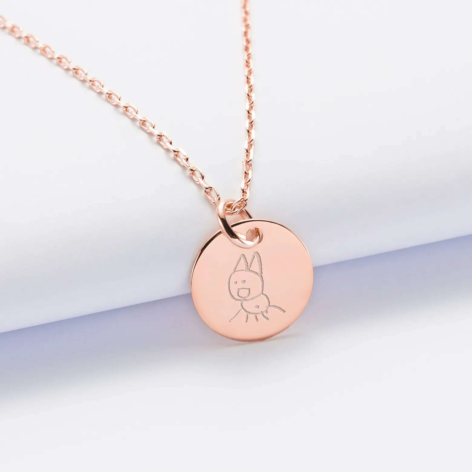 Pendentif enfant personnalisé médaille gravée plaqué or rose 15 mm