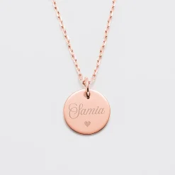 Pendentif enfant personnalisé médaille gravée plaqué or rose 15 mm
