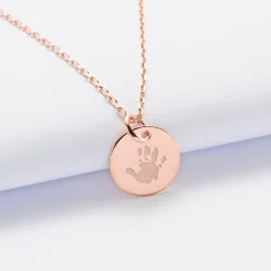 Pendentif enfant personnalisé médaille gravée plaqué or rose 15 mm