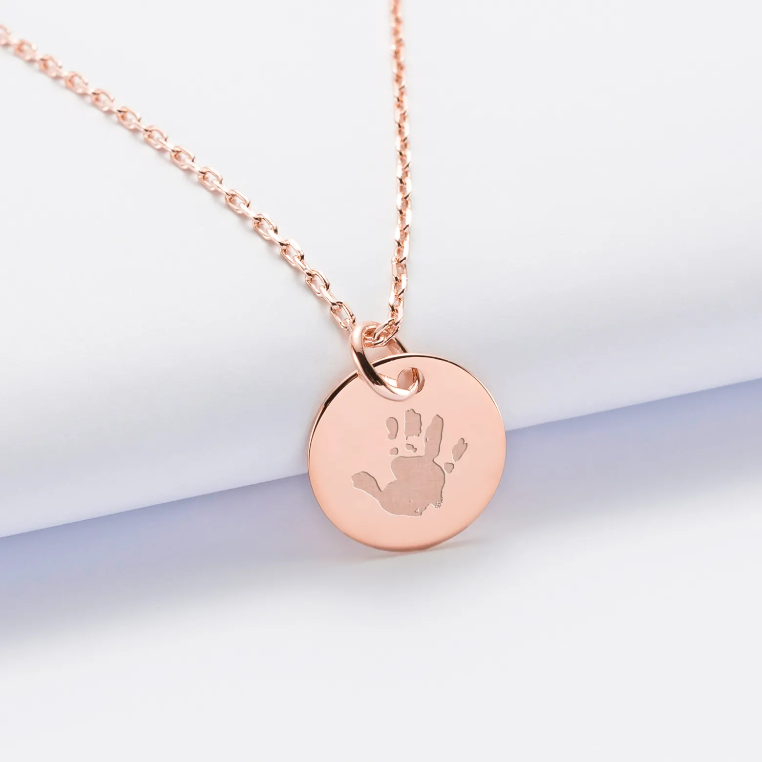 Pendentif enfant personnalisé médaille gravée plaqué or rose 15 mm