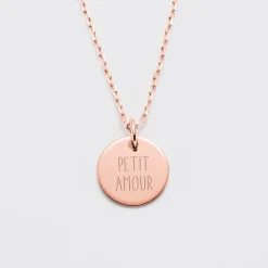 Pendentif enfant personnalisé médaille gravée plaqué or rose 15 mm