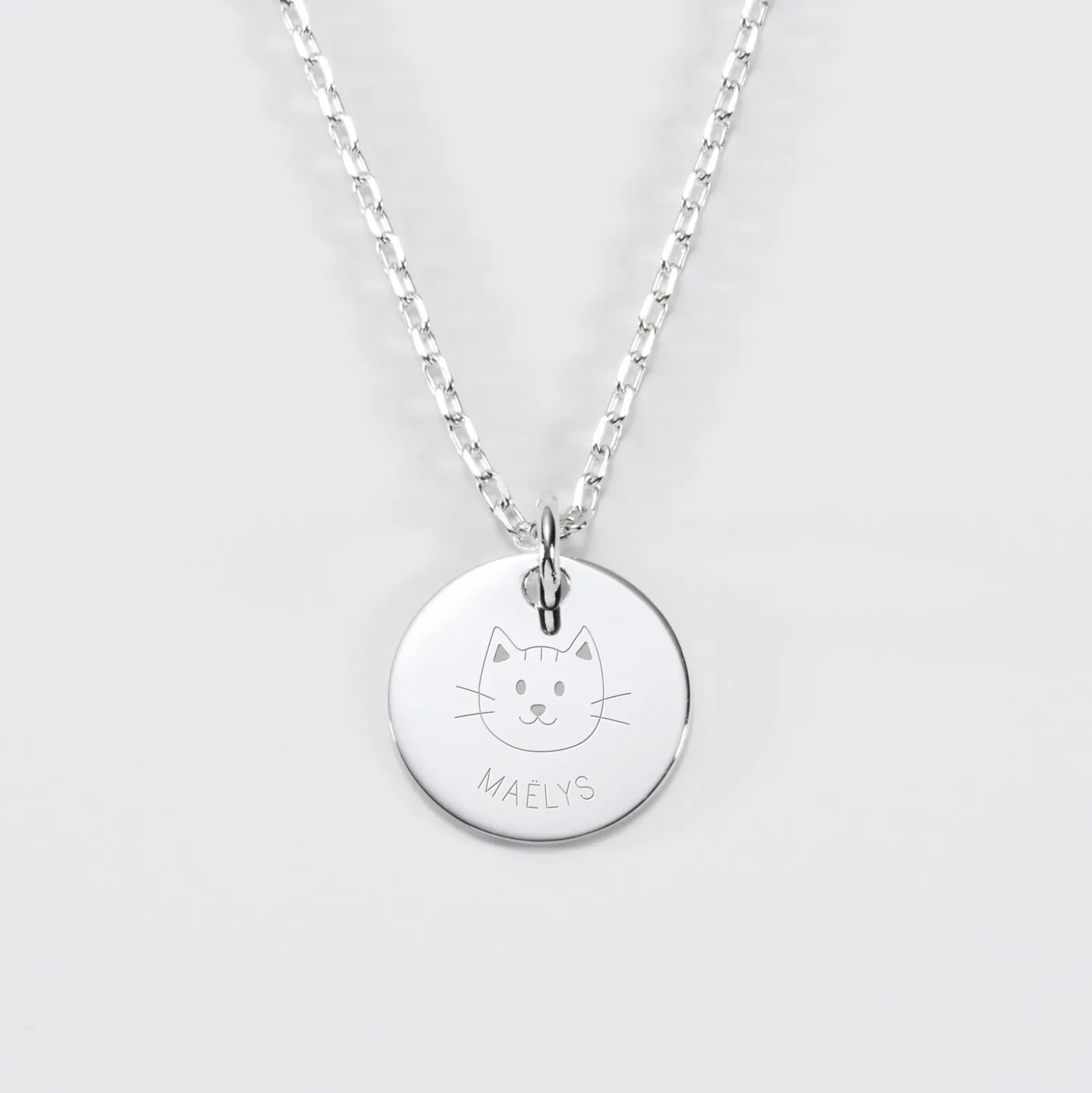Pendentif enfant personnalisé médaille gravée argent 15 mm - Edition spéciale KIDS