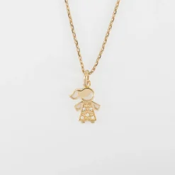 Pendentif enfant petite fille scintillante plaqué or 12 mm