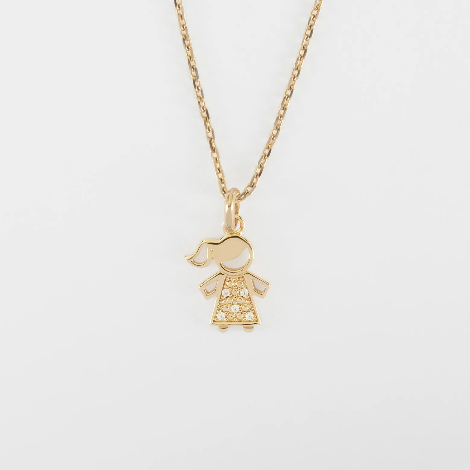 Pendentif enfant petite fille scintillante plaqué or 12 mm